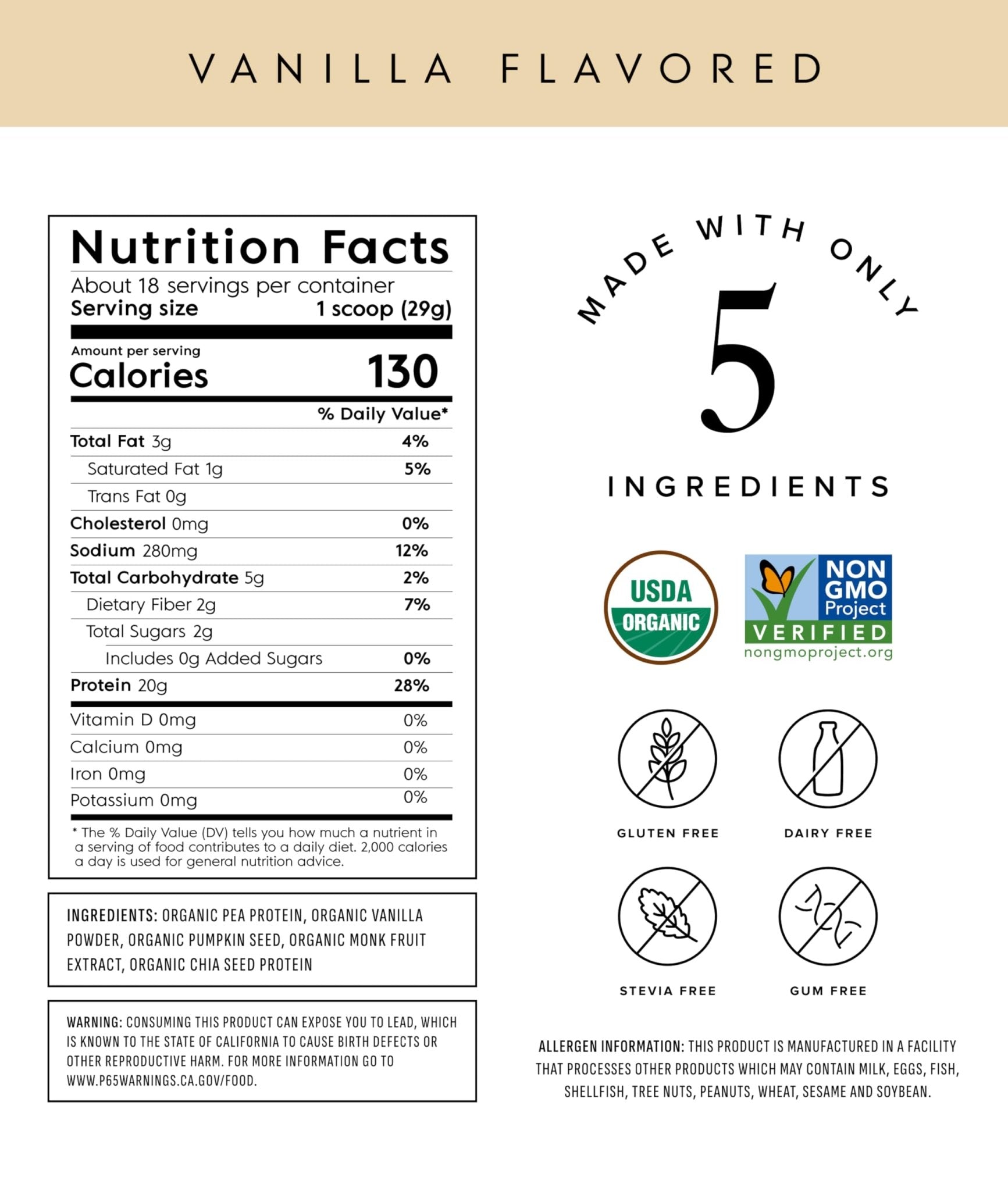 Truvani Organic Plant Based Protein Powder | Vanilla | 20g Pea Protein | 18 Servings | Vegan & Keto | Gluten & Dairy Free | Low Carb | No Added Sugar - dailyvitalstore