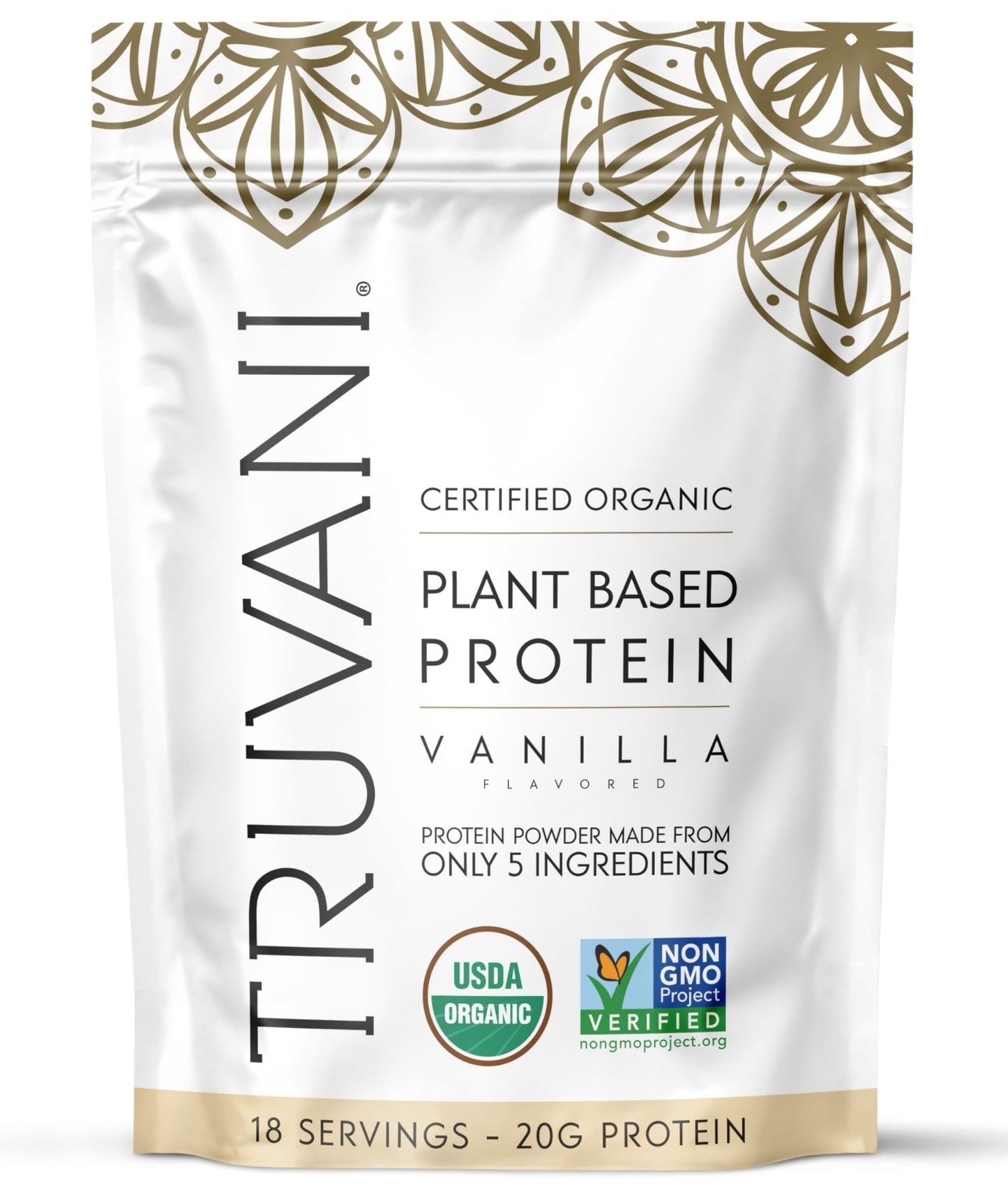 Truvani Organic Plant Based Protein Powder | Vanilla | 20g Pea Protein | 18 Servings | Vegan & Keto | Gluten & Dairy Free | Low Carb | No Added Sugar - dailyvitalstore