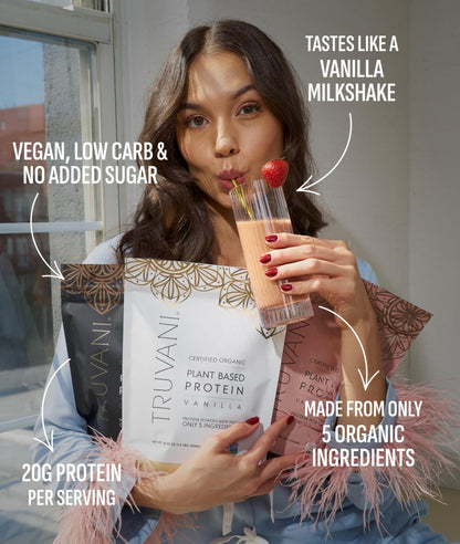 Truvani Organic Plant Based Protein Powder | Vanilla | 20g Pea Protein | 18 Servings | Vegan & Keto | Gluten & Dairy Free | Low Carb | No Added Sugar - dailyvitalstore