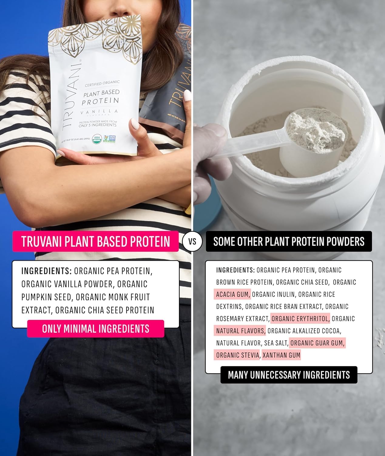 Truvani Organic Plant Based Protein Powder | Vanilla | 20g Pea Protein | 18 Servings | Vegan & Keto | Gluten & Dairy Free | Low Carb | No Added Sugar - dailyvitalstore