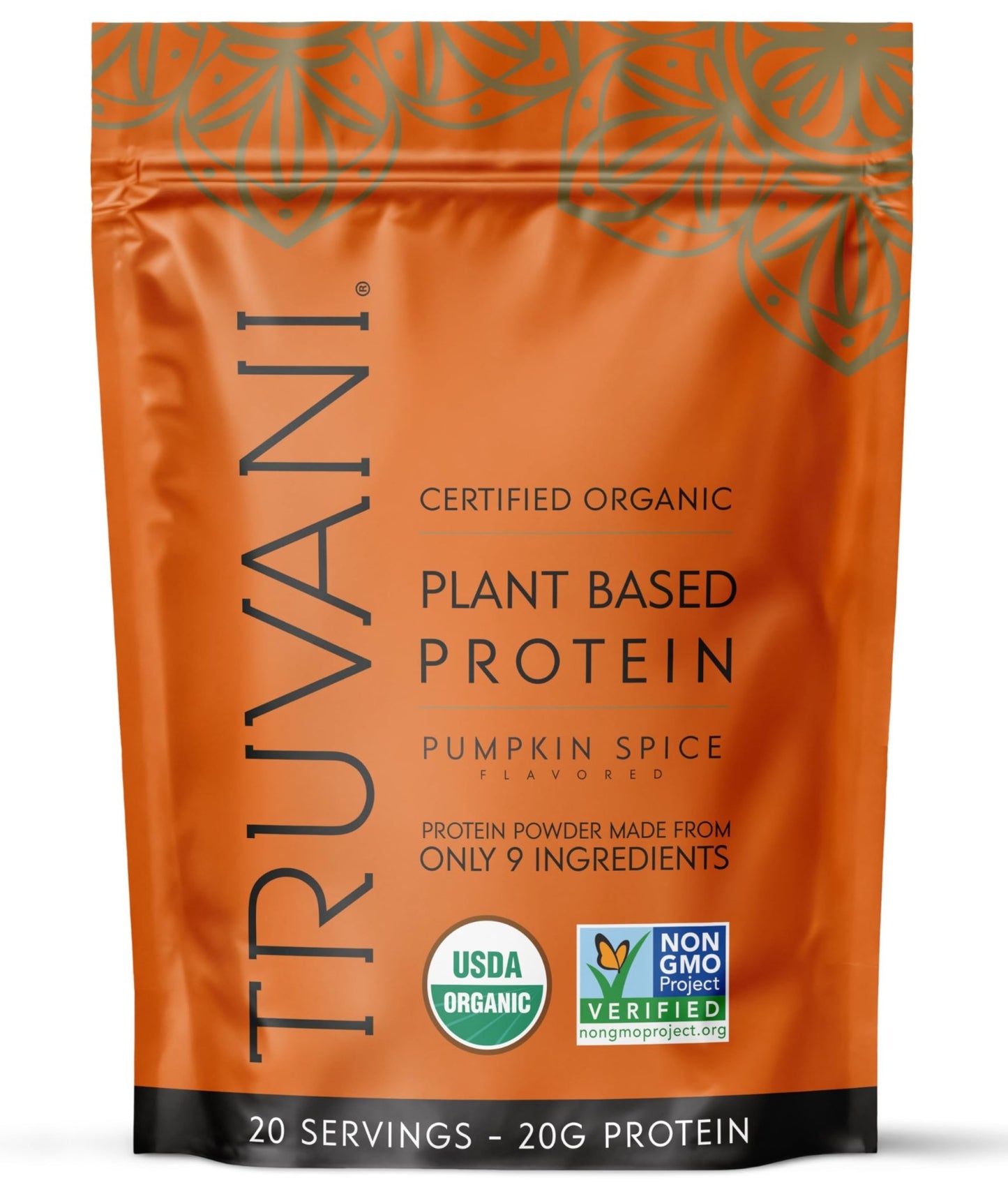 Truvani Vegan Pea Protein Powder | Pumpkin Spice | 20g Organic Plant Based Protein | 20 Servings | Keto | Gluten & Dairy Free - dailyvitalstore