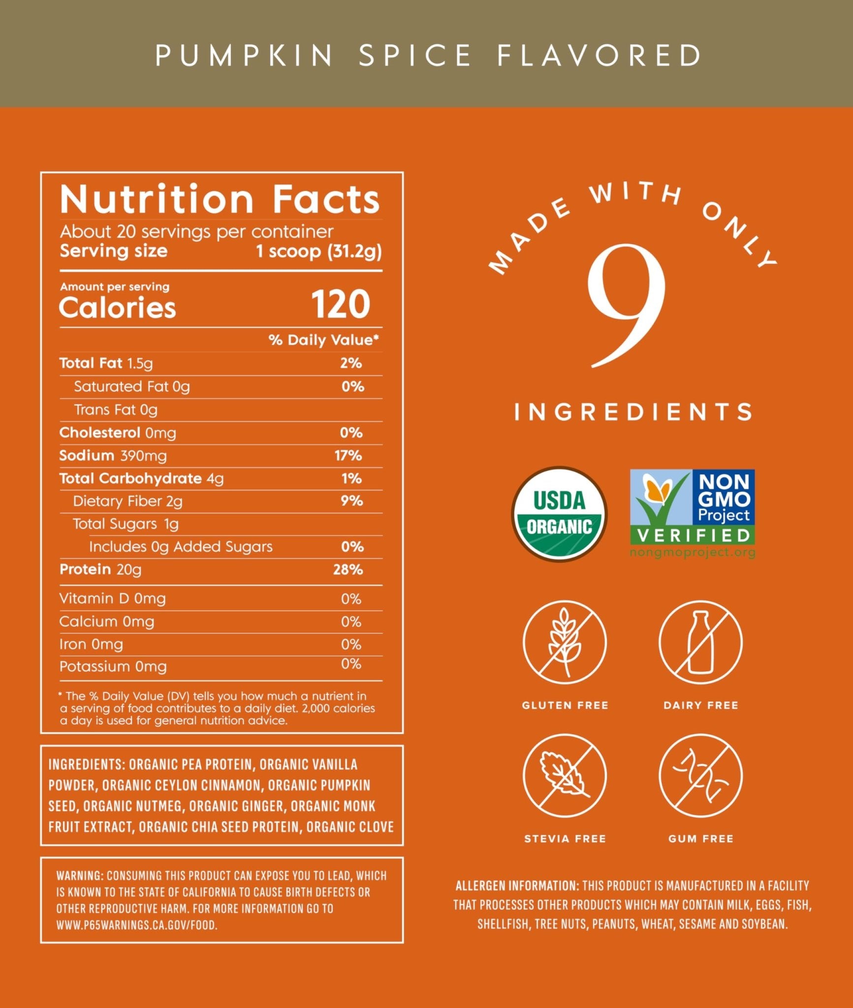 Truvani Vegan Pea Protein Powder | Pumpkin Spice | 20g Organic Plant Based Protein | 20 Servings | Keto | Gluten & Dairy Free - dailyvitalstore