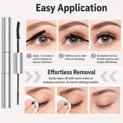 Tubing Mascara for Older Women 60 Plus, Double Ended Black Mascara, Lengthening Volumizing 2-in-1 Mascara for Short Multi-layered Lashes, Smudge Proof Easy Warm Water - dailyvitalstore