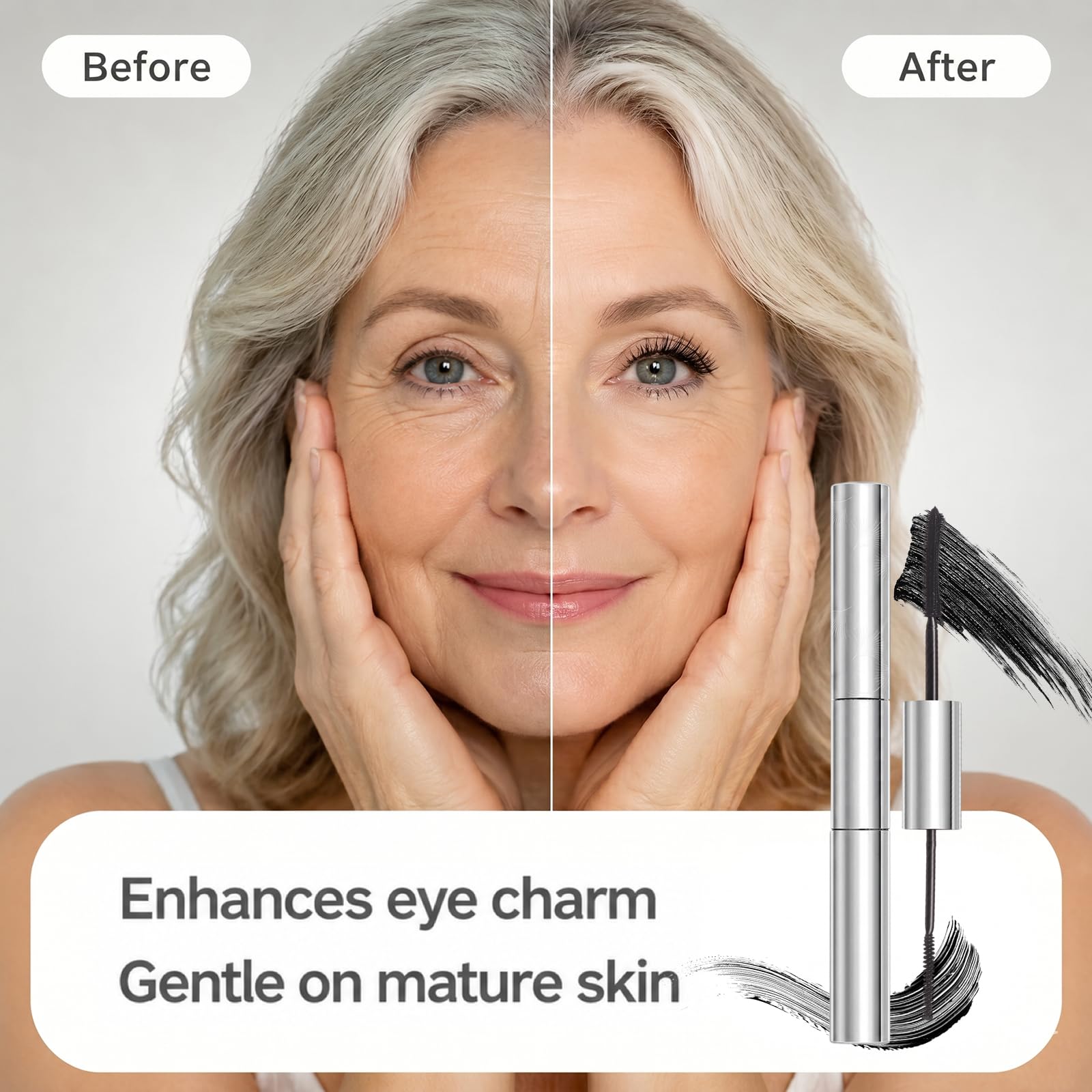 Tubing Mascara for Older Women 60 Plus, Double Ended Black Mascara, Lengthening Volumizing 2-in-1 Mascara for Short Multi-layered Lashes, Smudge Proof Easy Warm Water - dailyvitalstore