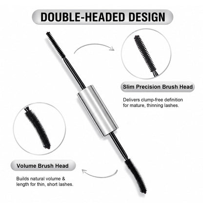 Tubing Mascara for Older Women 60 Plus, Double Ended Black Mascara, Lengthening Volumizing 2-in-1 Mascara for Short Multi-layered Lashes, Smudge Proof Easy Warm Water - dailyvitalstore