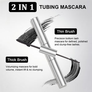 Tubing Mascara for Older Women 60 Plus, Double Ended Black Mascara, Lengthening Volumizing 2-in-1 Mascara for Short Multi-layered Lashes, Smudge Proof Easy Warm Water - dailyvitalstore