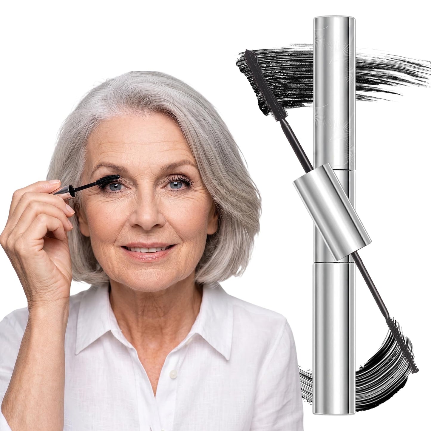 Tubing Mascara for Older Women 60 Plus, Double Ended Black Mascara, Lengthening Volumizing 2-in-1 Mascara for Short Multi-layered Lashes, Smudge Proof Easy Warm Water - dailyvitalstore