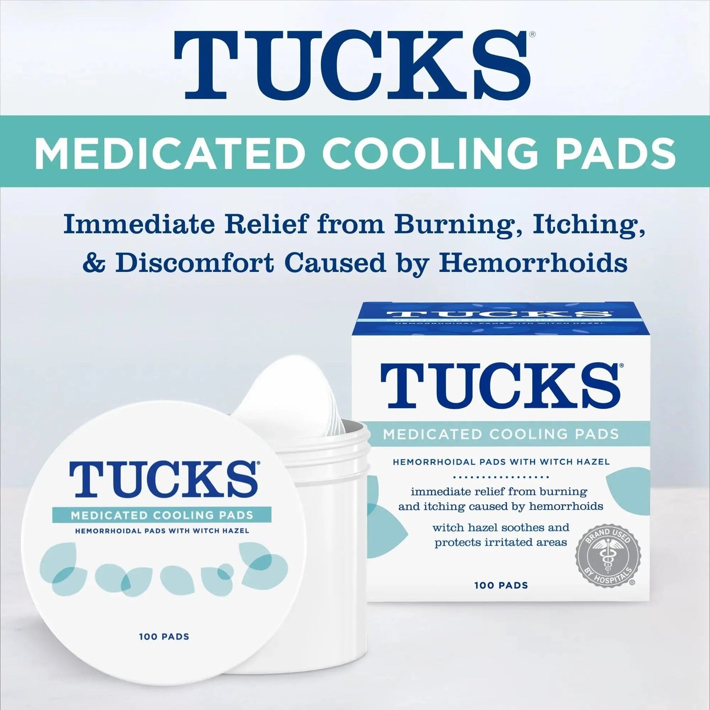 TUCKS Medicated Cooling Pads, 100 Count – Hemorrhoid Pads with Witch Hazel, Cleanses Sensitive Areas, Protects from Irritation, Hemorrhoid Treatment, Medicated Pads Used by Hospitals - dailyvitalstore