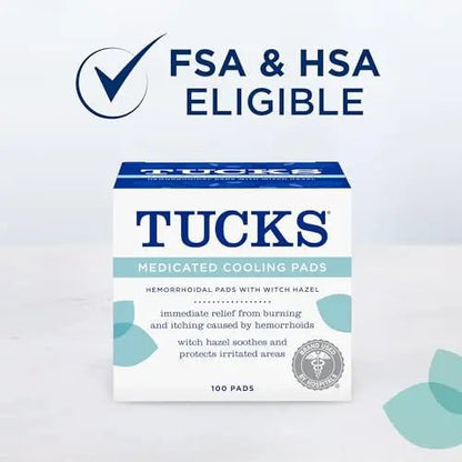 TUCKS Medicated Cooling Pads, 100 Count – Hemorrhoid Pads with Witch Hazel, Cleanses Sensitive Areas, Protects from Irritation, Hemorrhoid Treatment, Medicated Pads Used by Hospitals - dailyvitalstore