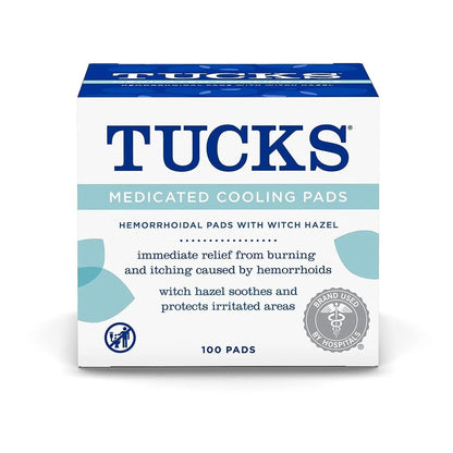TUCKS Medicated Cooling Pads, 100 Count – Hemorrhoid Pads with Witch Hazel, Cleanses Sensitive Areas, Protects from Irritation, Hemorrhoid Treatment, Medicated Pads Used by Hospitals - dailyvitalstore
