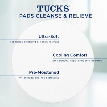 TUCKS Medicated Cooling Pads, 200 Count - Witch Hazel Pads for Sensitive Areas, Cleanse and Protect from Irritation - dailyvitalstore