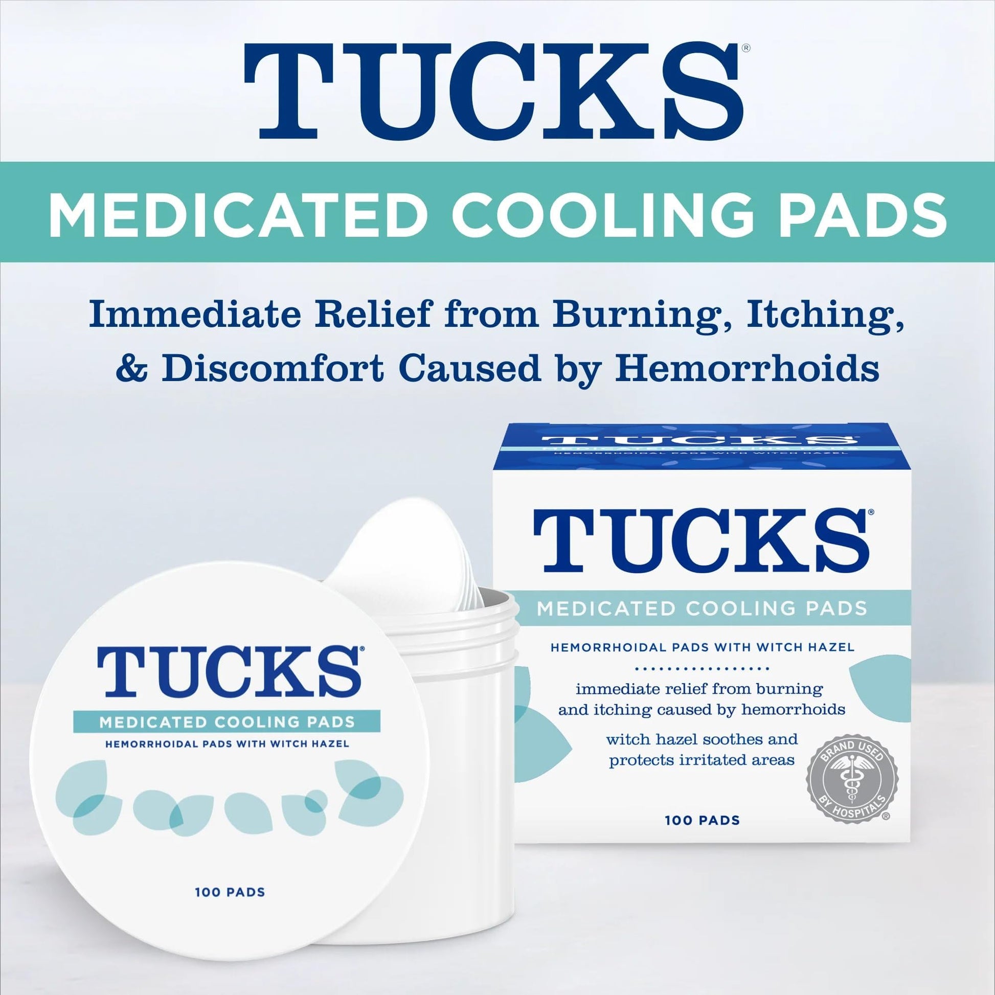 TUCKS Medicated Cooling Pads, 200 Count - Witch Hazel Pads for Sensitive Areas, Cleanse and Protect from Irritation - dailyvitalstore