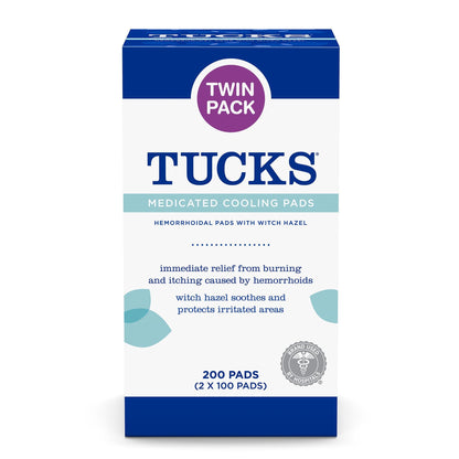 TUCKS Medicated Cooling Pads, 200 Count - Witch Hazel Pads for Sensitive Areas, Cleanse and Protect from Irritation - dailyvitalstore