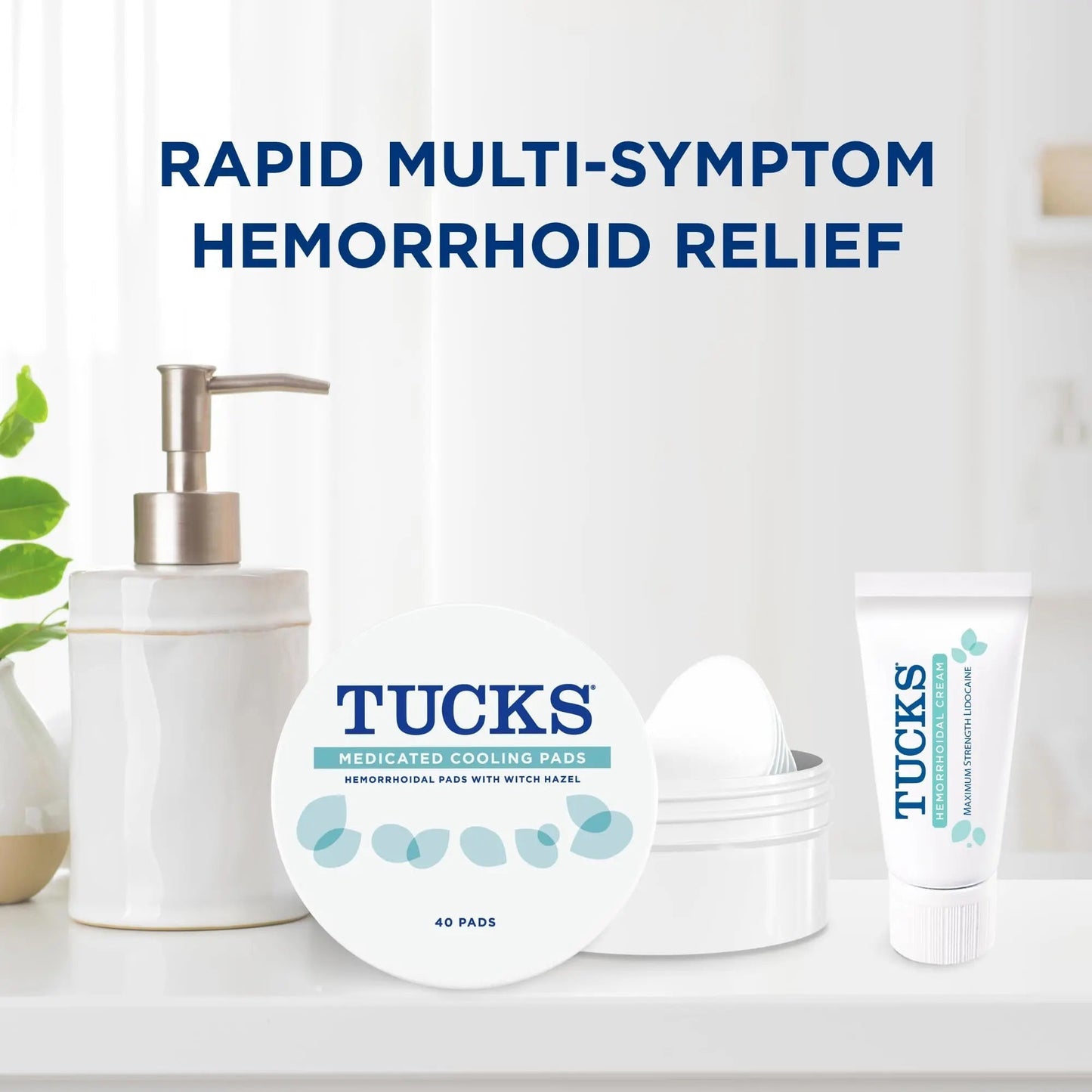 Tucks Multi-Care Relief Kit – 40 Count Witch Hazel Pads & 0.5 oz. Lidocaine Cream - Protects from Irritation, Hemorrhoid Treatment Medicated Pads Used by Hospitals - dailyvitalstore