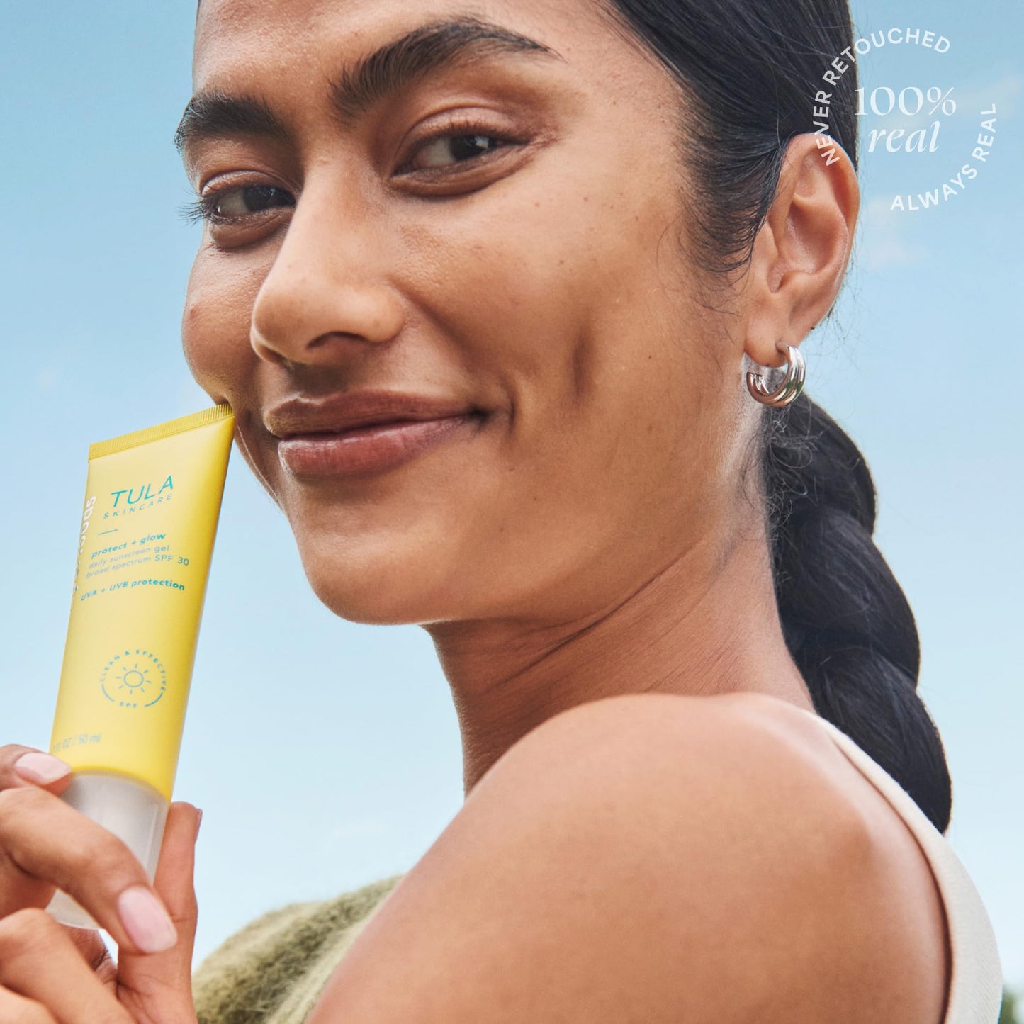 TULA Skin Care Protect + Glow Daily Sunscreen - Gel, Broad Spectrum SPF 30, Skincare-First, Non-Greasy, Non-Comedogenic and Reef-Safe with Pollution and Blue Light Protection, Regular, 1.7 fl oz. - dailyvitalstore
