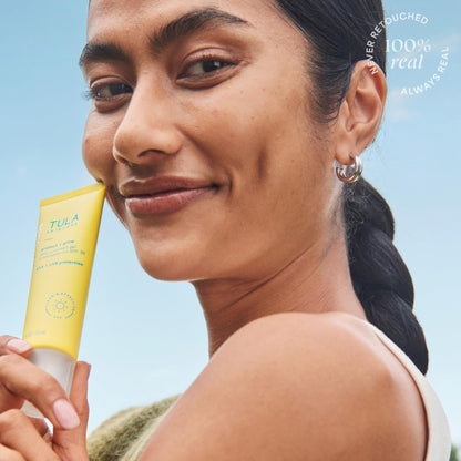 TULA Skin Care Protect + Glow Daily Sunscreen - Gel, Broad Spectrum SPF 30, Skincare-First, Non-Greasy, Non-Comedogenic and Reef-Safe with Pollution and Blue Light Protection, Regular, 1.7 fl oz. - dailyvitalstore