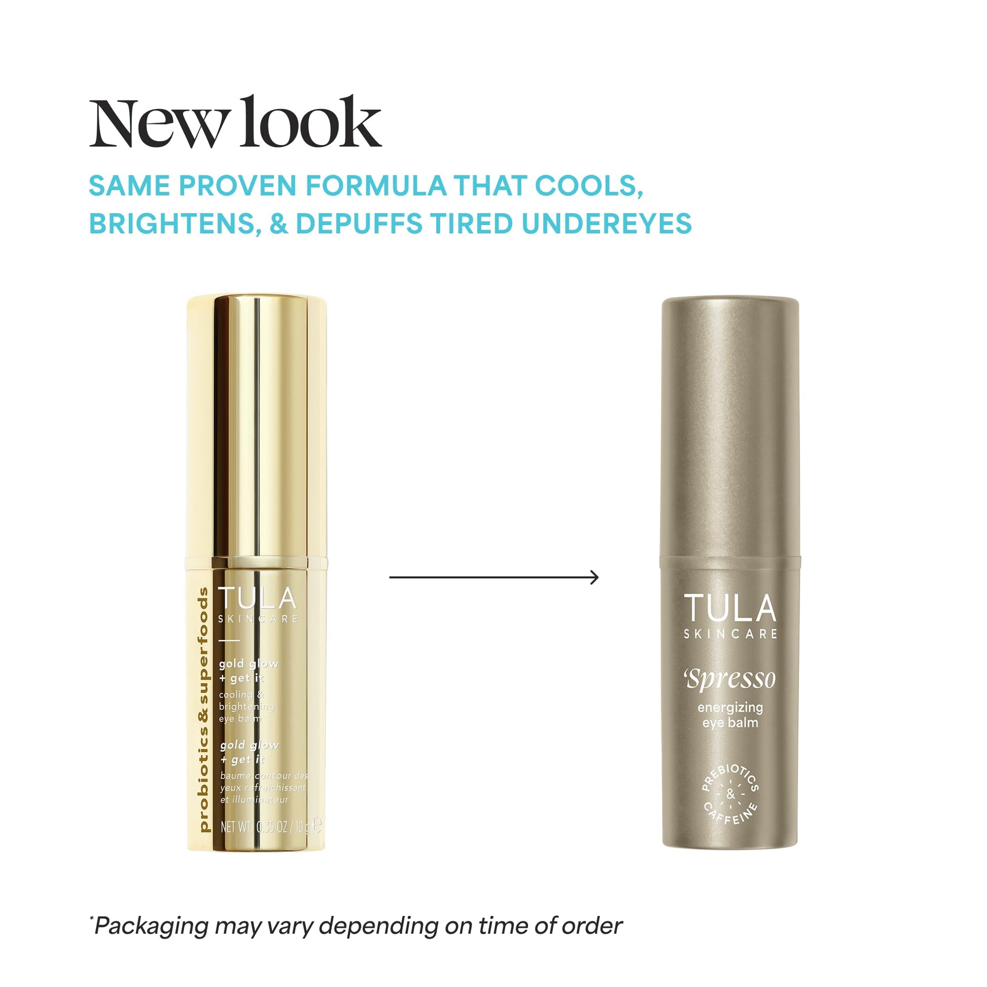 TULA Skin Care ‘Spresso Energizing Eye Balm, Gold Glow - Energizing & Hydrating Caffeine Under Eye Treatment for Dark Circles, Portable and Perfect to Use On-the-go, 0.35 oz. - dailyvitalstore