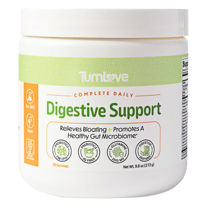 TumLove IBS Relief & Digestive Support Powder – Low FODMAP Certified, Probiotics, Prebiotics, Digestive Enzymes, L-Glutamine & 5 Soothing Herbs - dailyvitalstore