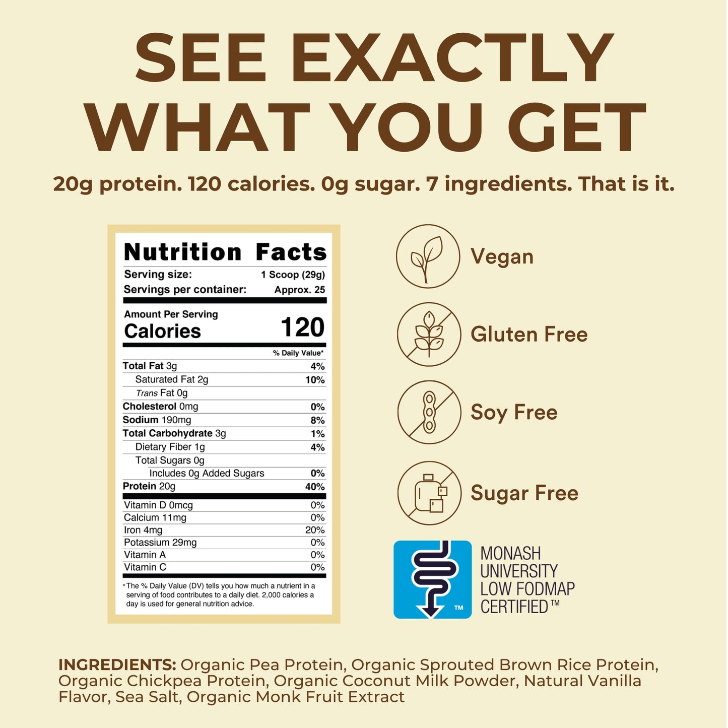 TumLove Vegan Protein Powder - Low FODMAP Certified, Gluten-Free, Dairy-Free, Soy-Free, 100% Gut-Friendly & Non-Bloating, Vanilla (25 Servings) - dailyvitalstore