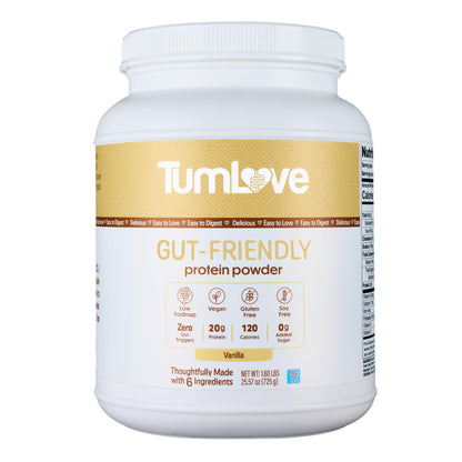 TumLove Vegan Protein Powder - Low FODMAP Certified, Gluten-Free, Dairy-Free, Soy-Free, 100% Gut-Friendly & Non-Bloating, Vanilla (25 Servings) - dailyvitalstore