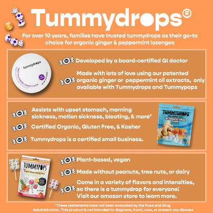 tummy drops No Sugar Crushed Peppermint Flavor, Gluten Free & Vegan, 33 Individually Wrapped Pure Peppermint Oil Lozenges Made with Organic Monkfruit - dailyvitalstore