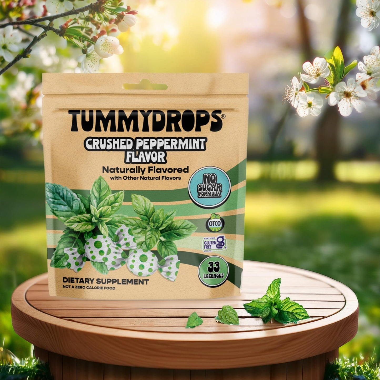 tummy drops No Sugar Crushed Peppermint Flavor, Gluten Free & Vegan, 33 Individually Wrapped Pure Peppermint Oil Lozenges Made with Organic Monkfruit - dailyvitalstore