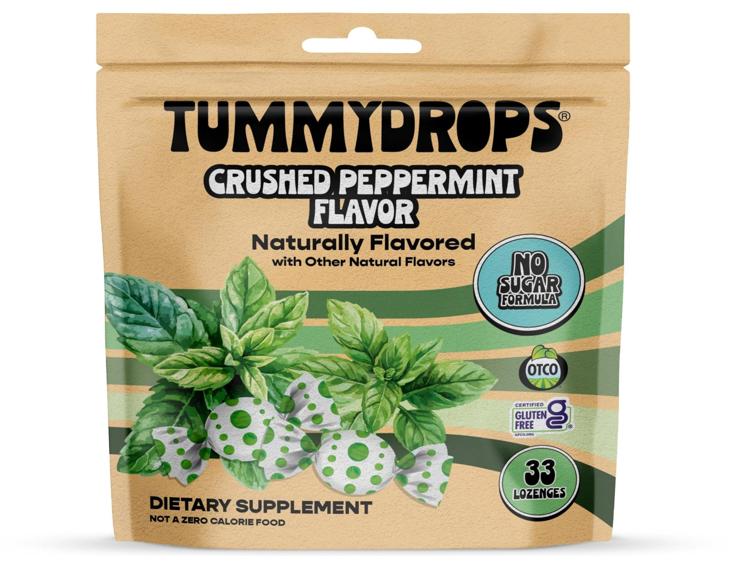 tummy drops No Sugar Crushed Peppermint Flavor, Gluten Free & Vegan, 33 Individually Wrapped Pure Peppermint Oil Lozenges Made with Organic Monkfruit - dailyvitalstore