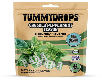 tummy drops No Sugar Crushed Peppermint Flavor, Gluten Free & Vegan, 33 Individually Wrapped Pure Peppermint Oil Lozenges Made with Organic Monkfruit - dailyvitalstore
