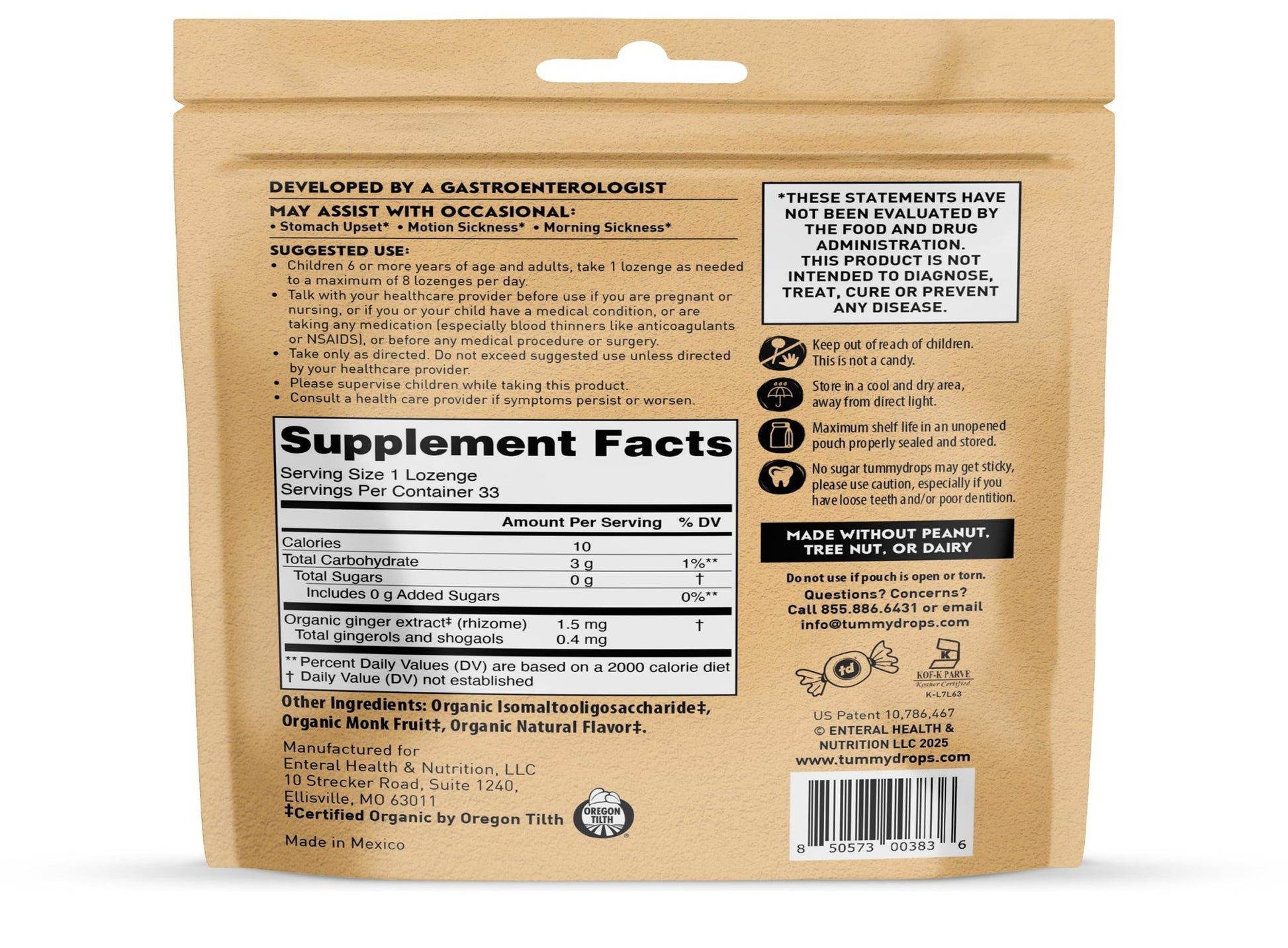 Tummydrops, No Sugar Sweet Blackberry Ginger Flavor, Gluten Free & Vegan, 33 Individually Wrapped Organic Ginger Lozenges Made with Organic Monkfruit - dailyvitalstore