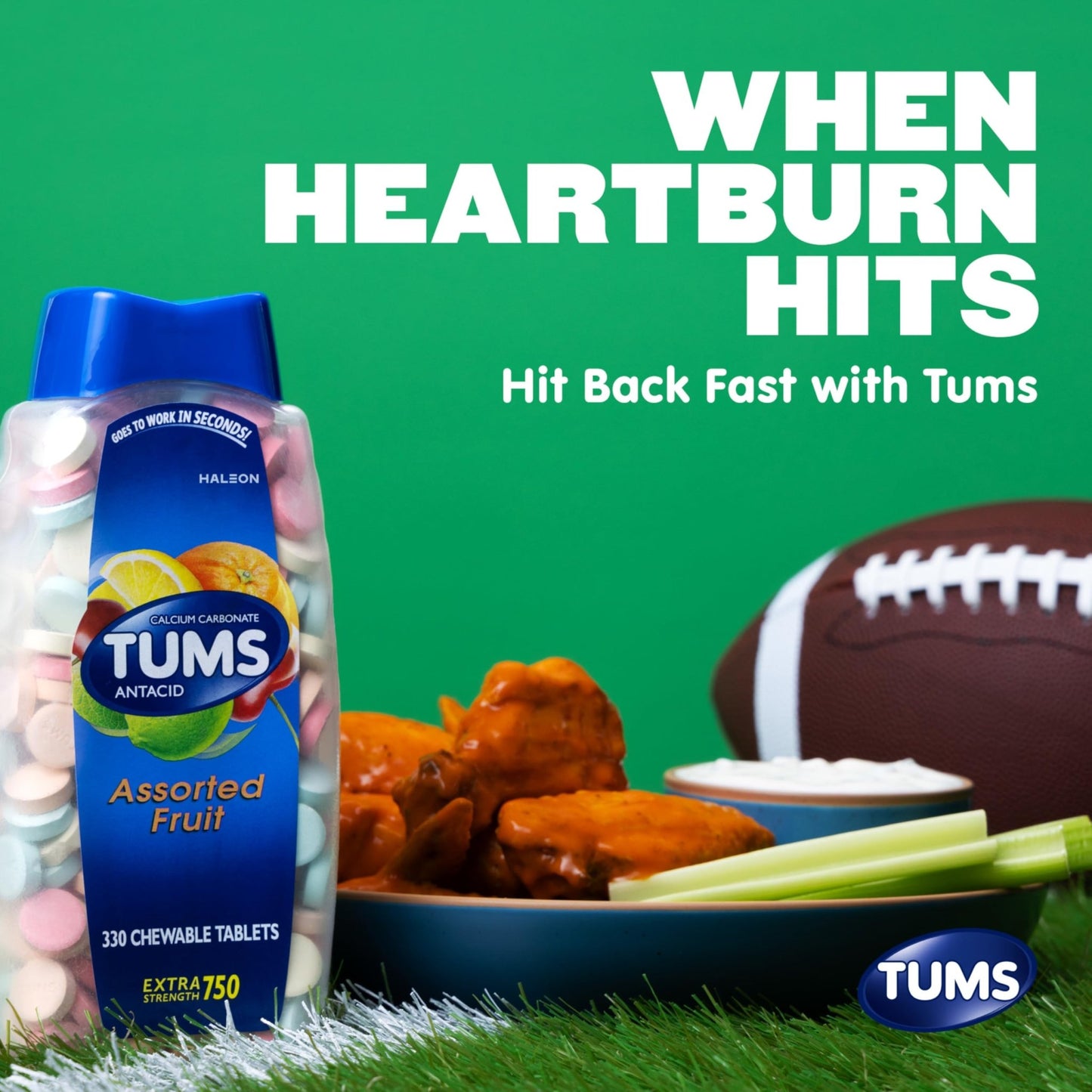 TUMS Chewable Antacid Tablets for Extra Strength Heartburn Relief, Assorted Fruit Flavors - 330 Count - dailyvitalstore