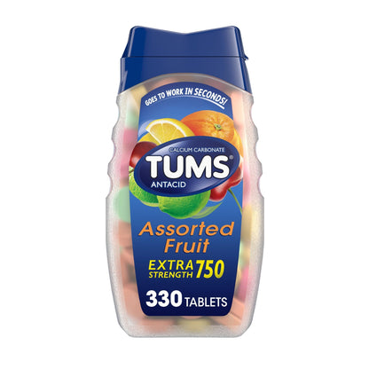 TUMS Chewable Antacid Tablets for Extra Strength Heartburn Relief, Assorted Fruit Flavors - 330 Count - dailyvitalstore