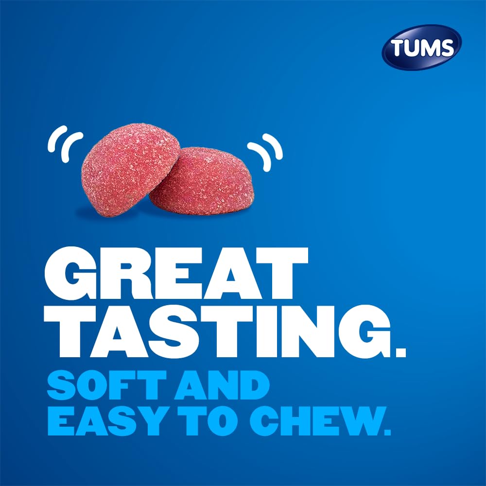 TUMS Gummy Bites Dietary Supplement for Occasional Heartburn Relief, Upset Stomach and Acid Indigestion, Cherry Berry Burst - 108 Count - dailyvitalstore