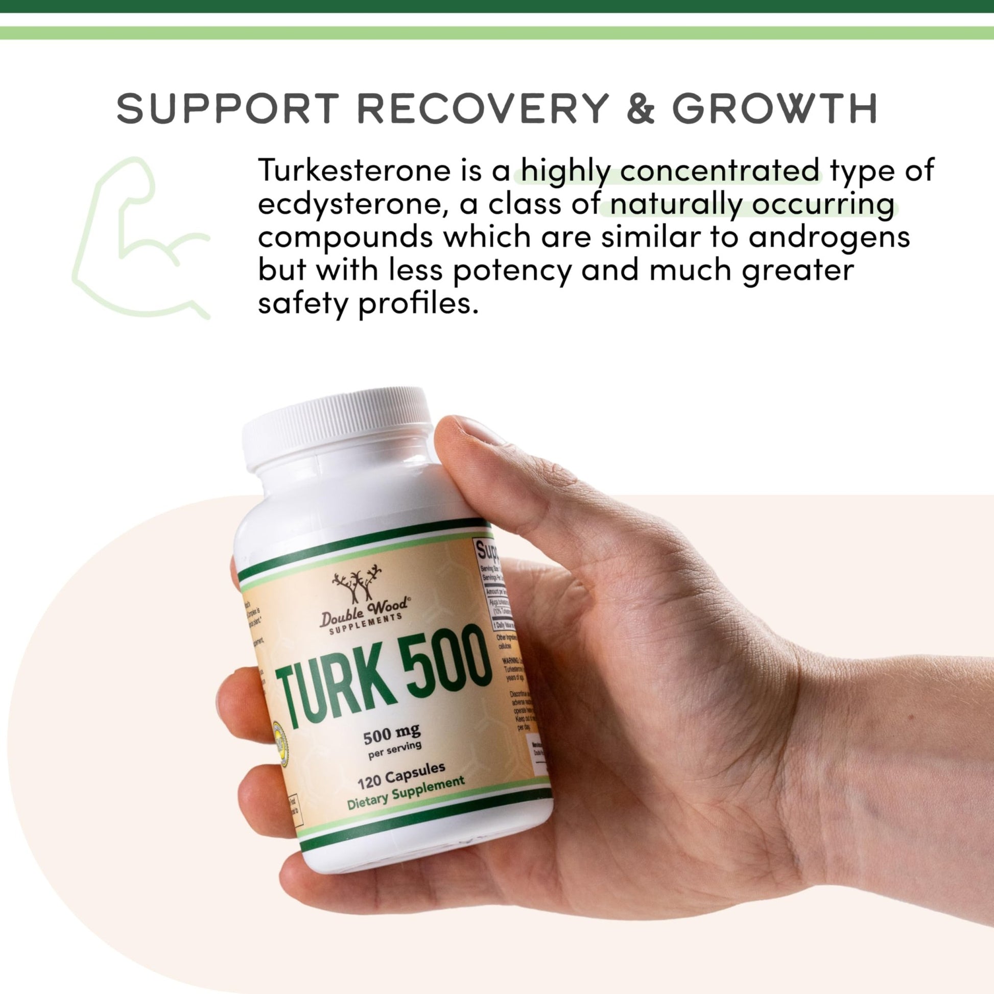 Turkesterone Supplement 500mg, 120 Capsules (Ajuga Turkestanica Extract Std. to 10% Turkesterone) Similar to Ecdysterone for Men's Health Support (Manufactured and Tested in the USA) by Double Wood - dailyvitalstore