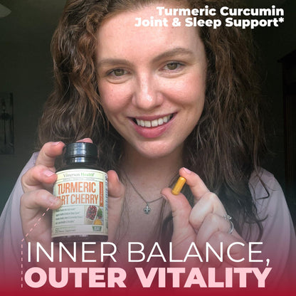 Turmeric Curcumin Supplement with 10:1 Tart Cherry Extract & Celery Seed Extract – Natural Uric Acid Balance, Joint Health & Sleep Aid – Turmeric Curcumin with Black Pepper – 60 Tart Cherry Capsules - dailyvitalstore
