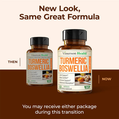 Turmeric Supplement w/Boswellia Serrata – Daily Support for Joint Health & Comfort – Organic Turmeric Curcumin Powder, Bioperine for Enhanced Absorption & Ginger Root – 60 Boswellia Extract Capsules - dailyvitalstore