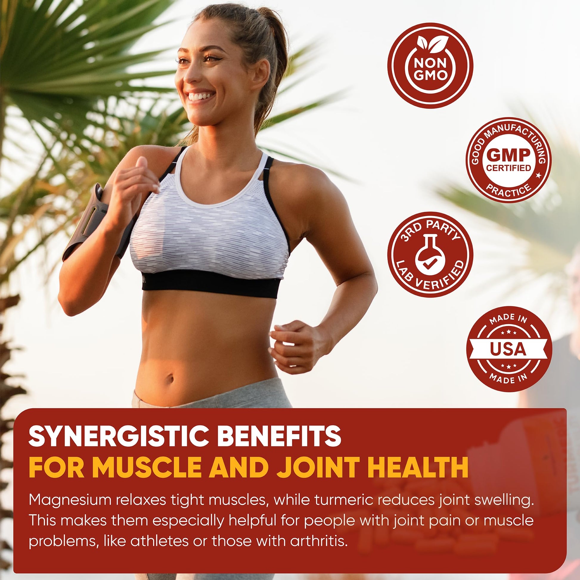 Turmeric Tranquility Turmeric Curcumin & Magnesium Glycinate with BioPerine – Support for Stress Relief, Sleep, Heart Health, Muscles, Metabolism, and Joint Health* - High Absorption - 90 Capsules (1) - dailyvitalstore