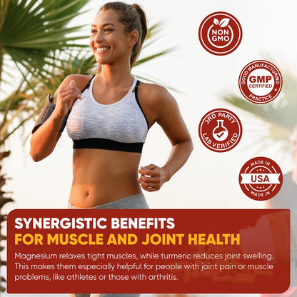 Turmeric Tranquility Turmeric Curcumin & Magnesium Glycinate with BioPerine – Support for Stress Relief, Sleep, Heart Health, Muscles, Metabolism, and Joint Health* - High Absorption - 90 Capsules (1) - dailyvitalstore