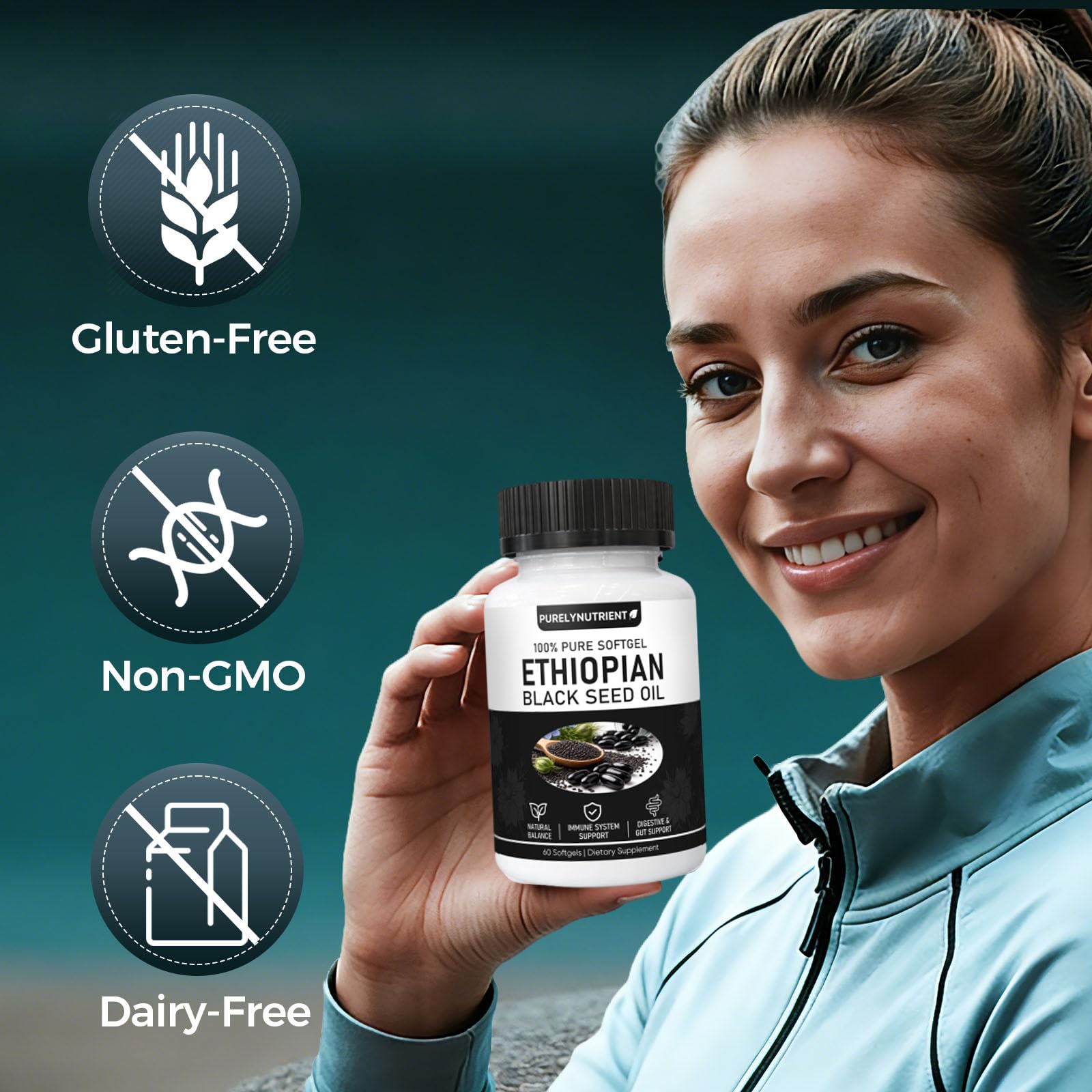 TUVAAZ PURELYNUTRIENT Ethiopian Black Seed Oil Capsules with 4.64% Thymoquinone, Immune Support & Digestion & Energy Booster - dailyvitalstore