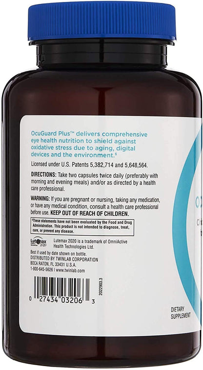 Twinlab Ocuguard Plus - Eye Supplement with Zinc, Vitamin A, C & D - 60 Veggie Capsules - dailyvitalstore