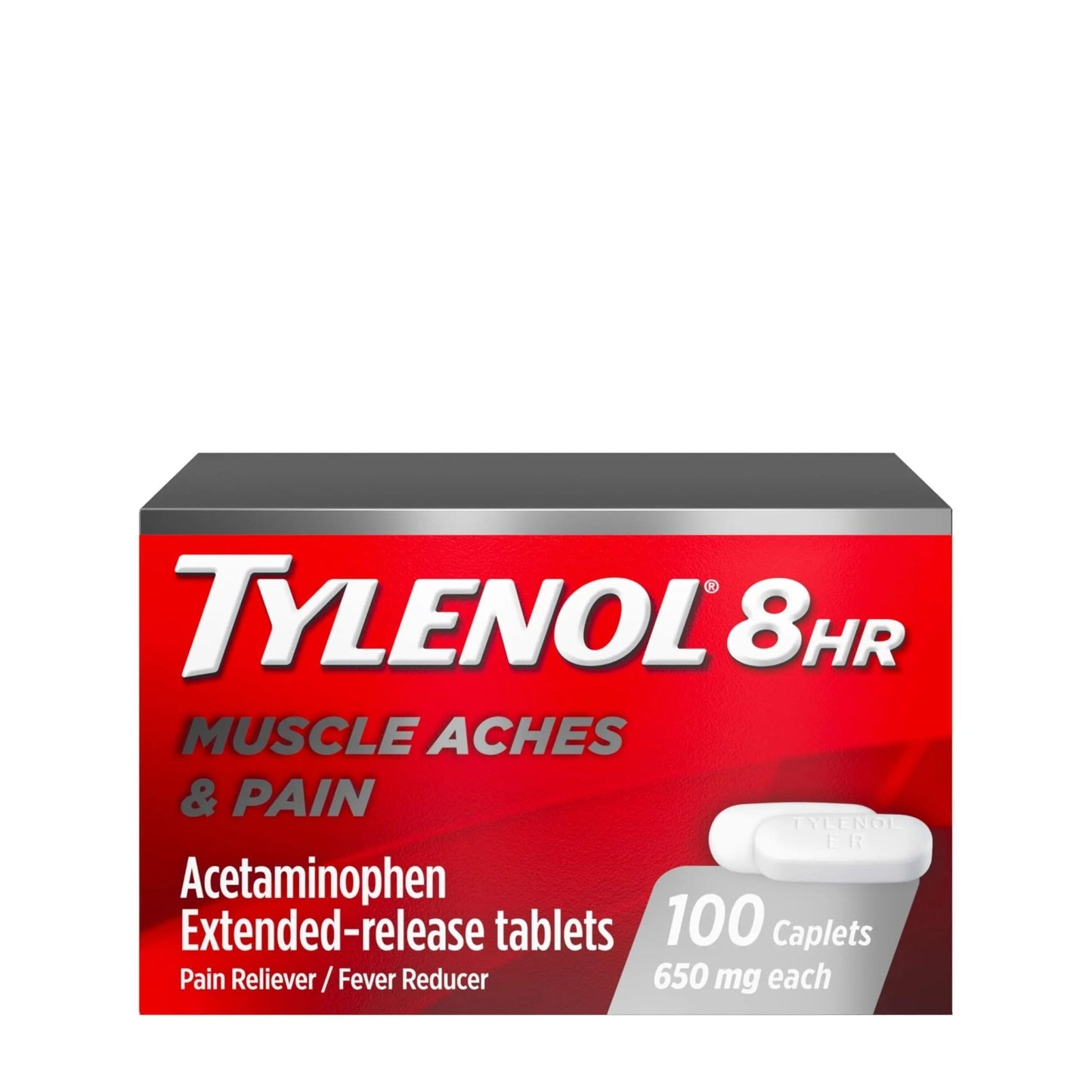 Tylenol 8 Hour Acetaminophen 650 mg Extended Release Caplets, Fast Acting Bi-Layer Design, Quick & Long Lasting Pain Relief for Muscle, Joint, Back & Arthritis Aches, Fever Reducer, 100 Count - dailyvitalstore