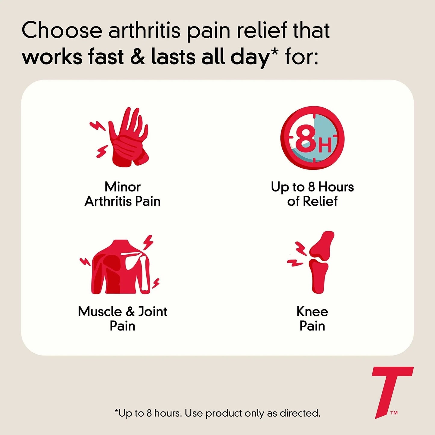 Tylenol 8HR Arthritis Pain Relief Caplets, Fast, Strong Pain Relief, 650 mg Acetaminophen for Minor Arthritis & Joint Pain, Fever Reducer, Extended Release, Won't Irritate Stomach, 100 Count - dailyvitalstore
