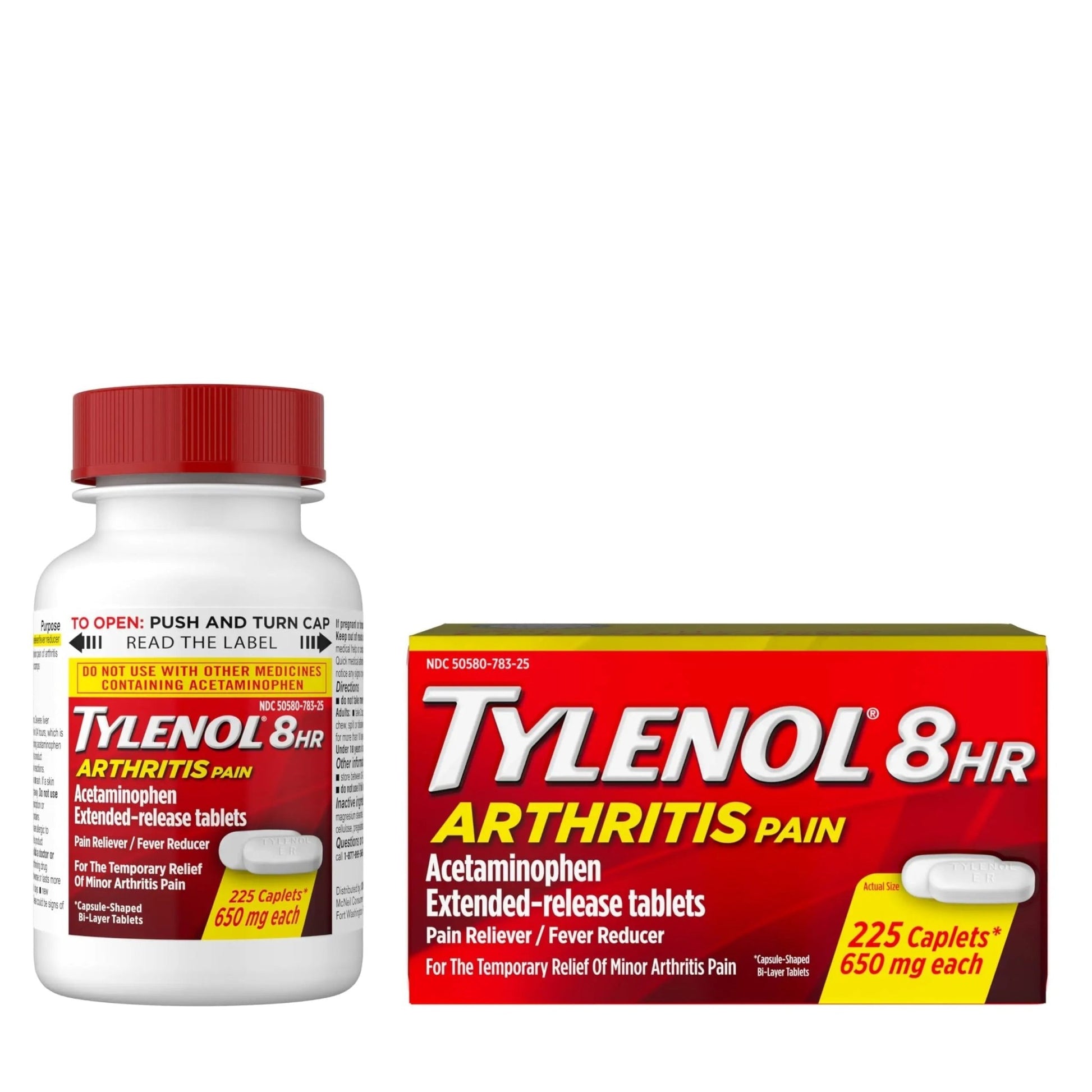 Tylenol Acetaminophen 650 mg Extended Release Caplets, Fast, Strong Pain Relief, 8 Hour Arthritis Pain Relief, Joint Pain Reliever & Fever Reducer, Long-Lasting Relief, Oral Medicine, 225 Count - dailyvitalstore
