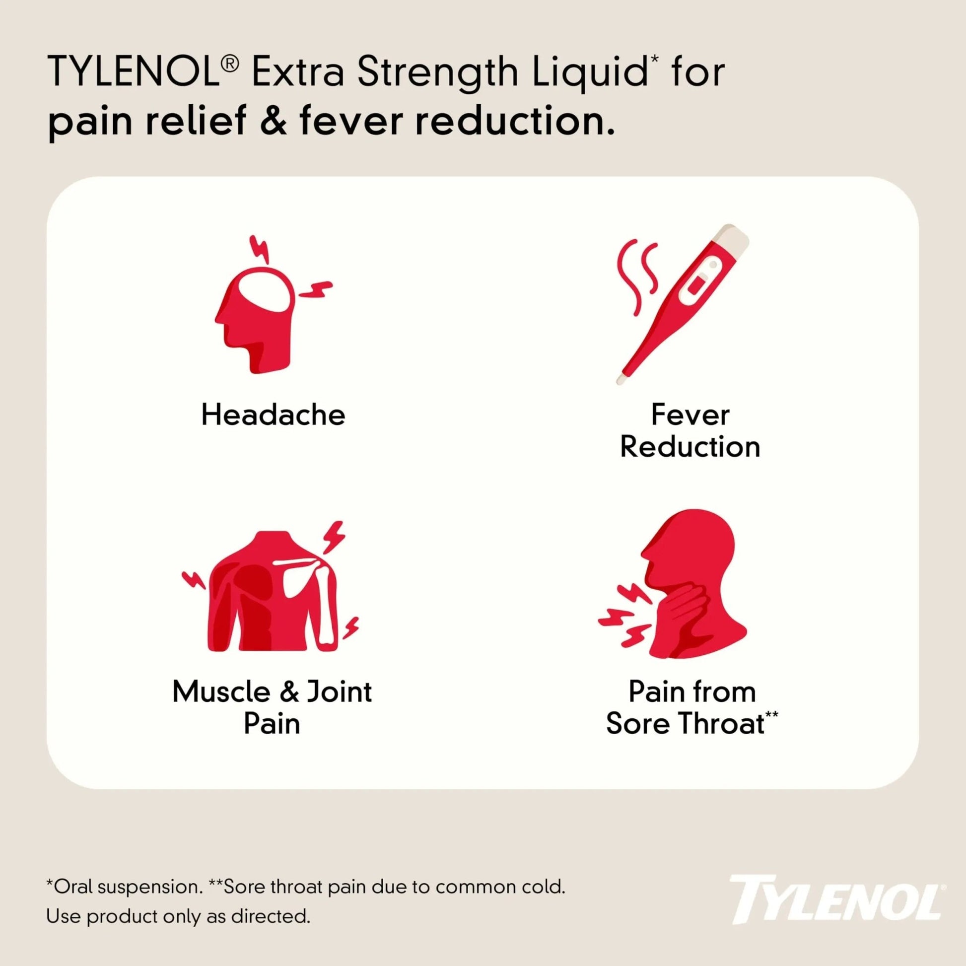 Tylenol Adult Liquid Pain Reliever and Fever Reducer, Extra Strength Liquid Acetaminophen for Fast Pain Relief for Headaches & Other Minor Pain, Cherry Flavor, Dye & Alcohol Free, 8 fl. oz - dailyvitalstore