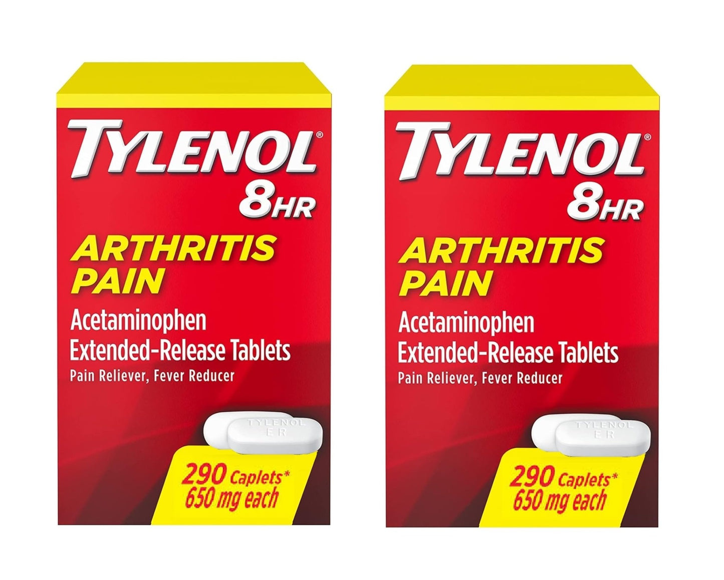 Tylenol Arthritis Pain Extended Release Tablets with Acetaminophen for Joint Pain, 290 Caplets (Pack of 2) (Package May Vary) - dailyvitalstore