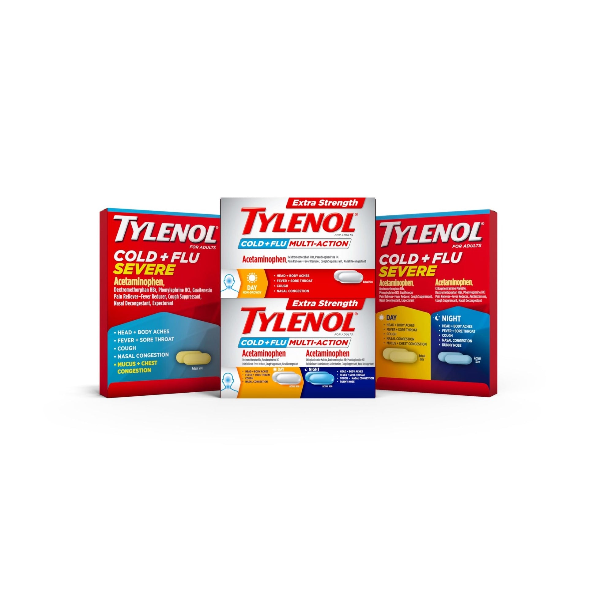Tylenol Cold + Flu Severe Day & Night Caplets Combo Pack for Multi-Symptom Cold & Flu Symptom Relief, Cough, Sore Throat, and Headache Relief, Acetaminophen Pain Reliever, 24 ct - dailyvitalstore