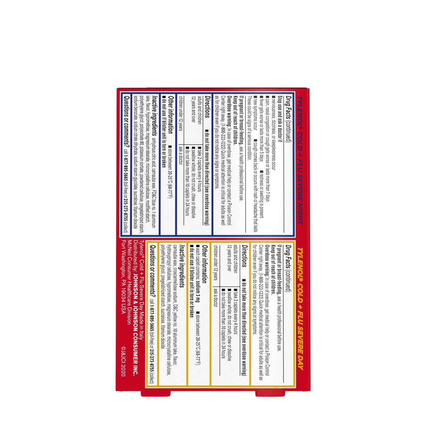 Tylenol Cold + Flu Severe Day & Night Caplets Combo Pack for Multi-Symptom Cold & Flu Symptom Relief, Cough, Sore Throat, and Headache Relief, Acetaminophen Pain Reliever, 24 ct - dailyvitalstore
