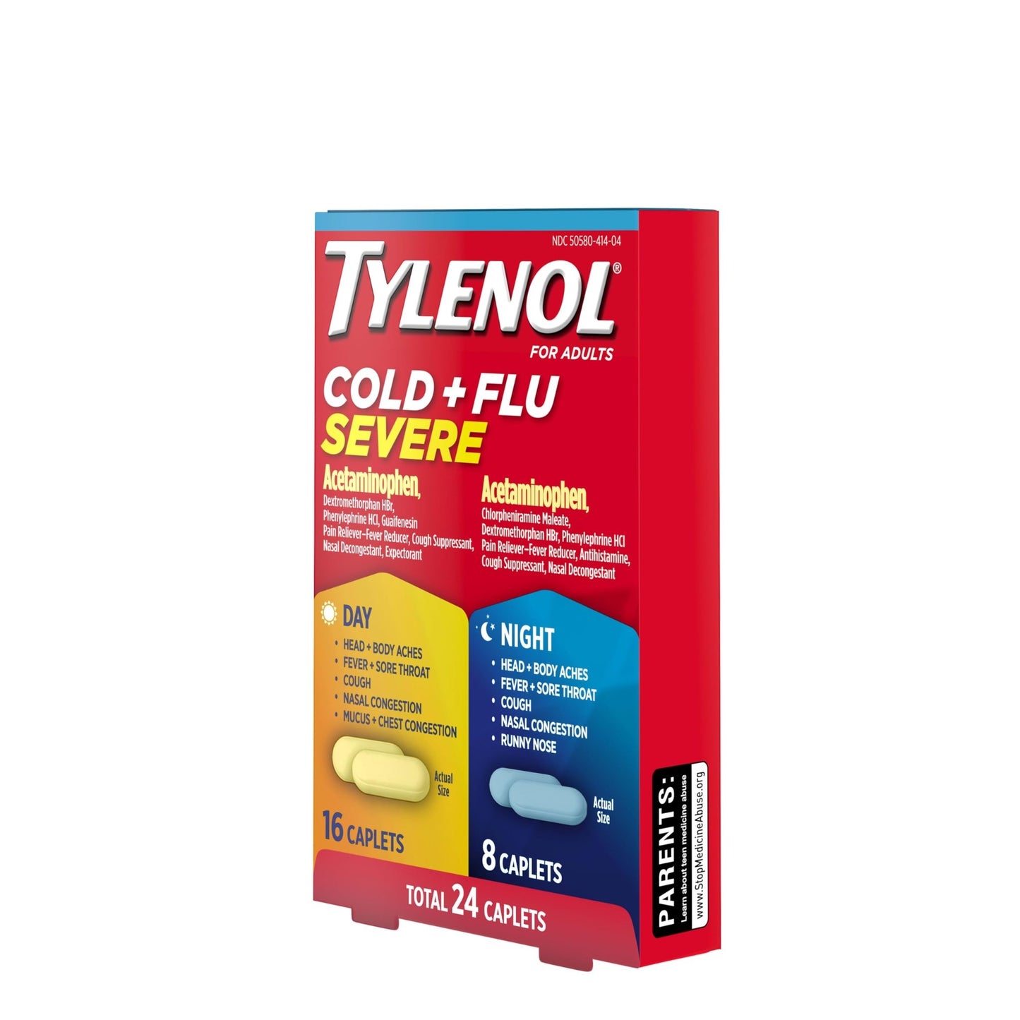 Tylenol Cold + Flu Severe Day & Night Caplets Combo Pack for Multi-Symptom Cold & Flu Symptom Relief, Cough, Sore Throat, and Headache Relief, Acetaminophen Pain Reliever, 24 ct - dailyvitalstore