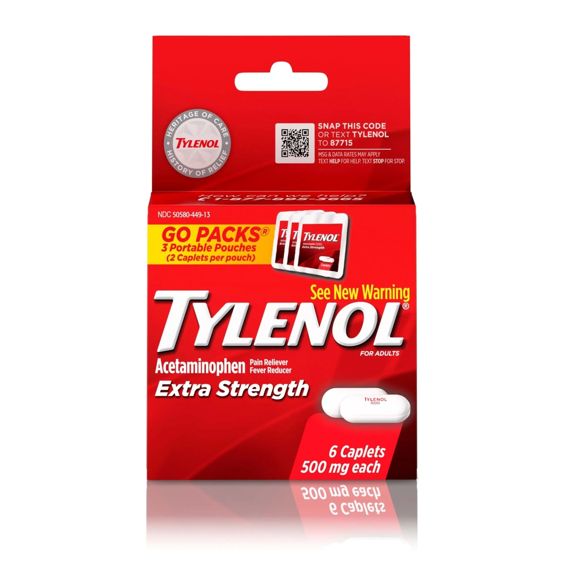 Tylenol Extra Strength 500 mg Acetaminophen Caplets, Pain Reliever & Fever Reducer, Acetaminophen for Minor Arthritis Pain, Headache, Backache & Menstrual Pain Relief, Travel Size, 6 Ct - dailyvitalstore