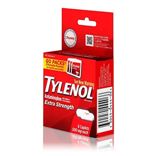 Tylenol Extra Strength 500 mg Acetaminophen Caplets, Pain Reliever & Fever Reducer, Acetaminophen for Minor Arthritis Pain, Headache, Backache & Menstrual Pain Relief, Travel Size, 6 Ct - dailyvitalstore
