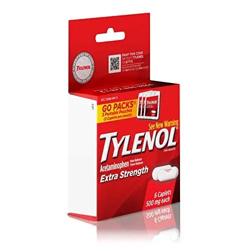 Tylenol Extra Strength 500 mg Acetaminophen Caplets, Pain Reliever & Fever Reducer, Acetaminophen for Minor Arthritis Pain, Headache, Backache & Menstrual Pain Relief, Travel Size, 6 Ct - dailyvitalstore